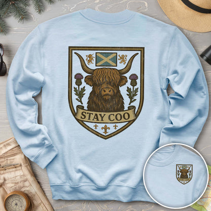 Highland Cow "Scottish Heraldry" Front/Back Print Sweatshirt