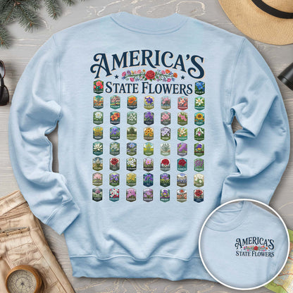 America's State Flowers Front/Back Print Sweatshirt