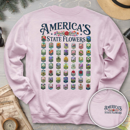 America's State Flowers Front/Back Print Sweatshirt