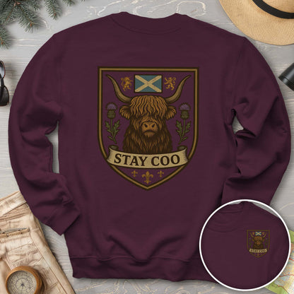Highland Cow "Scottish Heraldry" Front/Back Print Sweatshirt