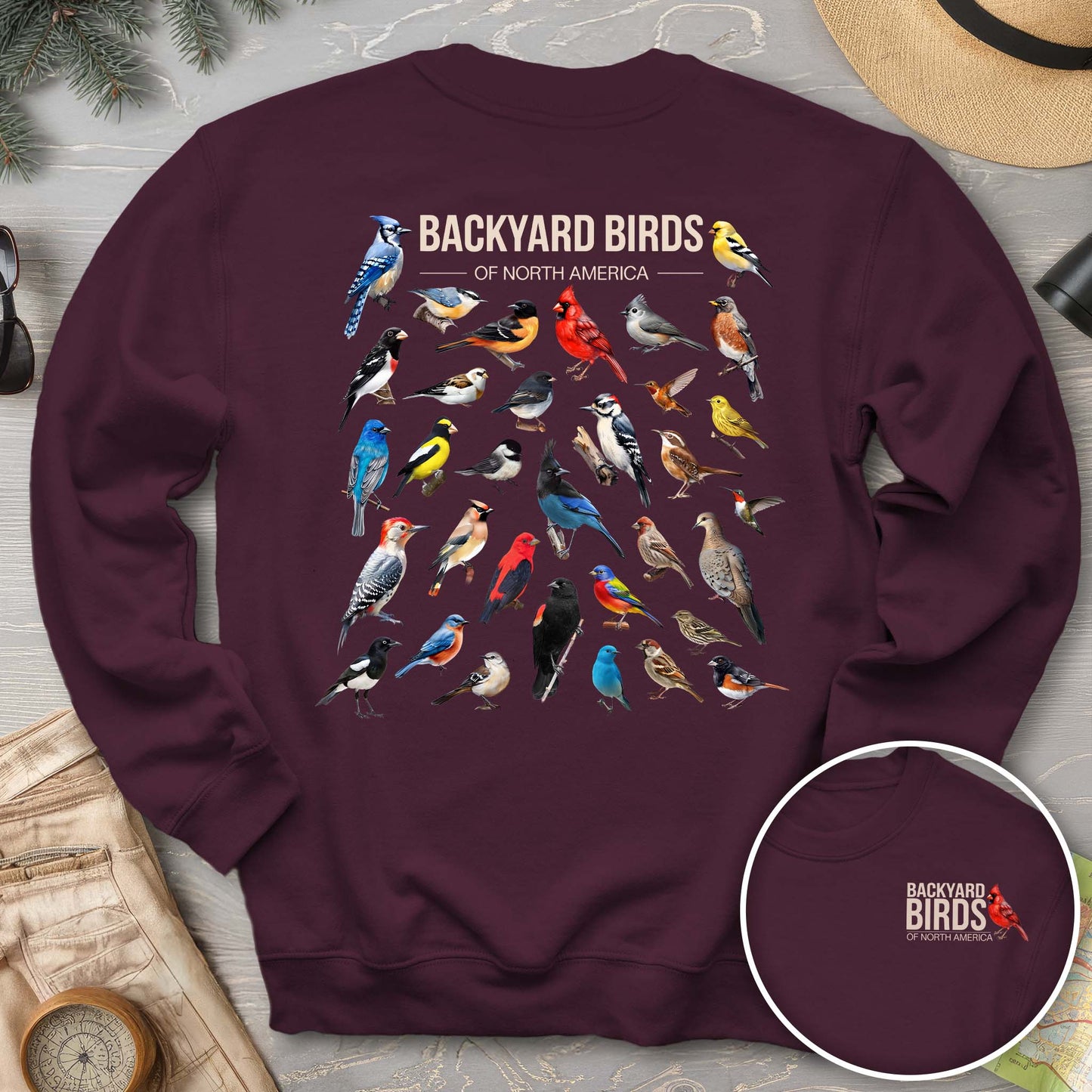 Backyard Birds Front/Back Print Sweatshirt
