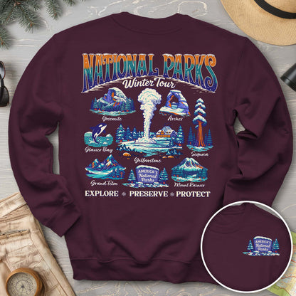 National Parks Winter Tour Front/Back Print Sweatshirt