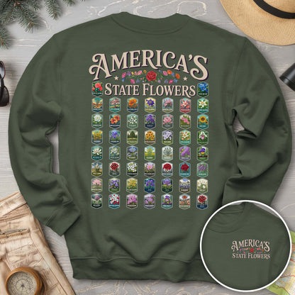America's State Flowers Front/Back Print Sweatshirt