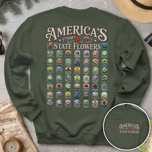 America's State Flowers Front/Back Print Sweatshirt