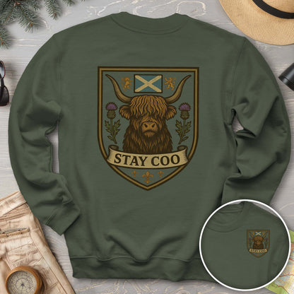 Highland Cow "Scottish Heraldry" Front/Back Print Sweatshirt