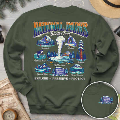 National Parks Winter Tour Front/Back Print Sweatshirt