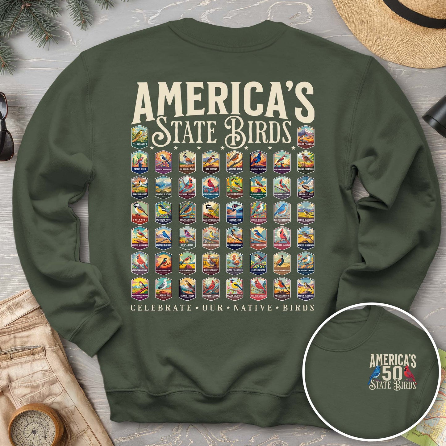 America's State Birds Front/Back Print Sweatshirt