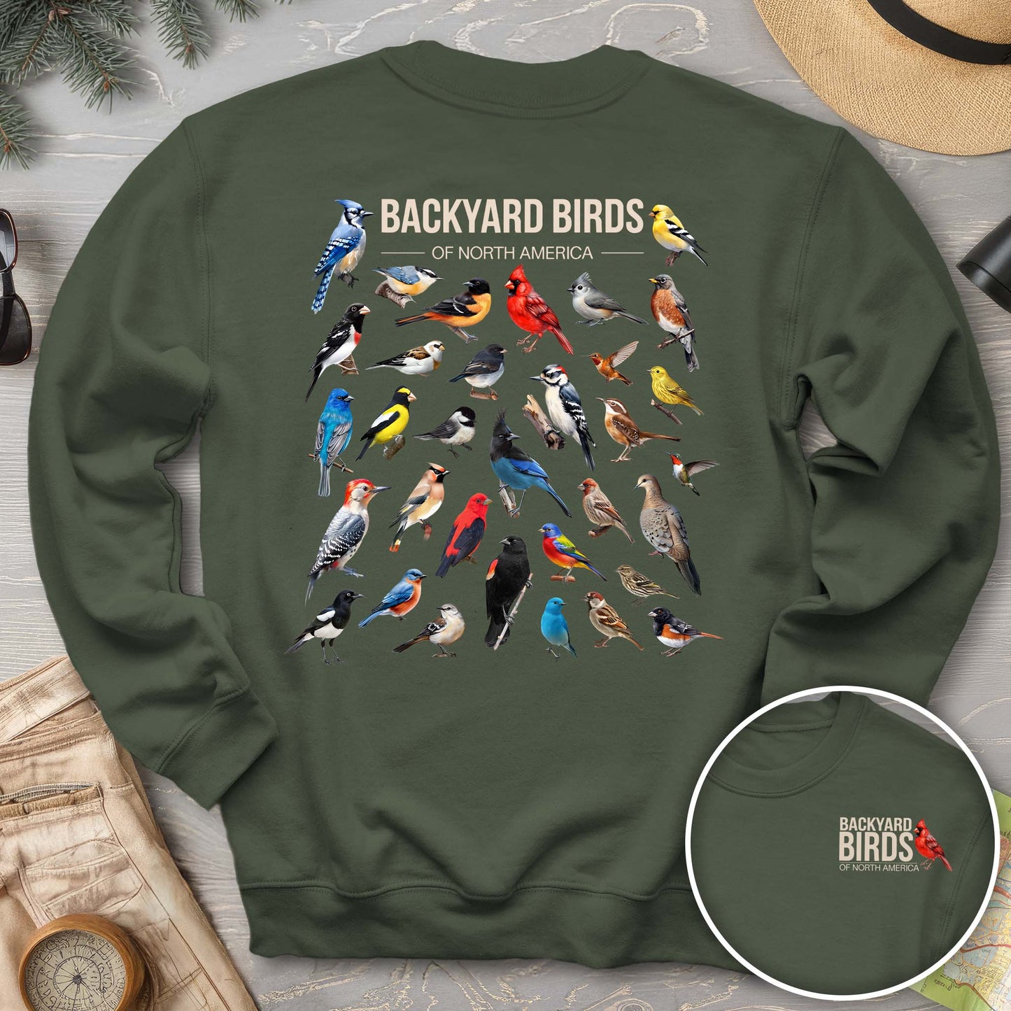 Backyard Birds Front/Back Print Sweatshirt