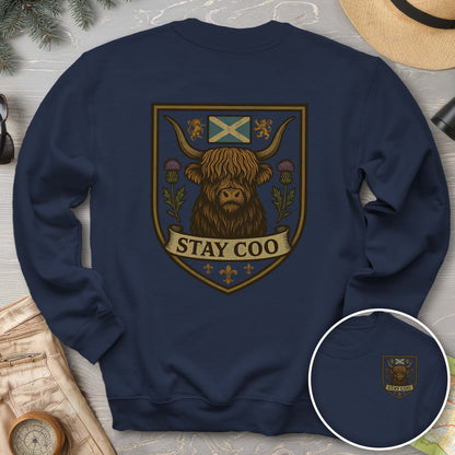 Highland Cow "Scottish Heraldry" Front/Back Print Sweatshirt