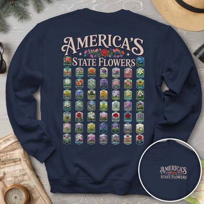 America's State Flowers Front/Back Print Sweatshirt