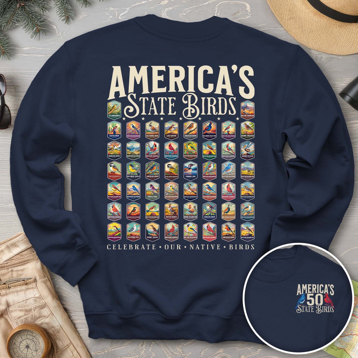 America's State Birds Front/Back Print Sweatshirt