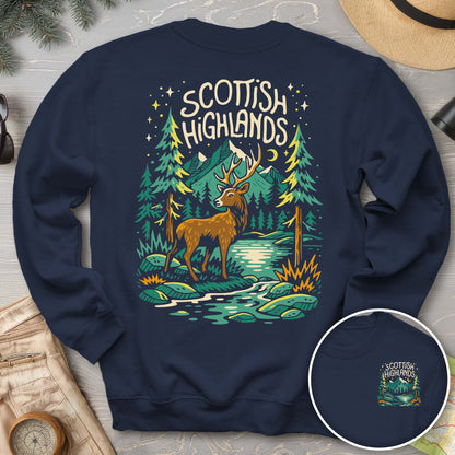 Scottish Highlands "Midnight Stag" Front/Back Print Sweatshirt