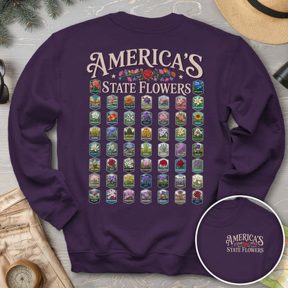America's State Flowers Front/Back Print Sweatshirt