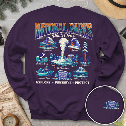 National Parks Winter Tour Front/Back Print Sweatshirt
