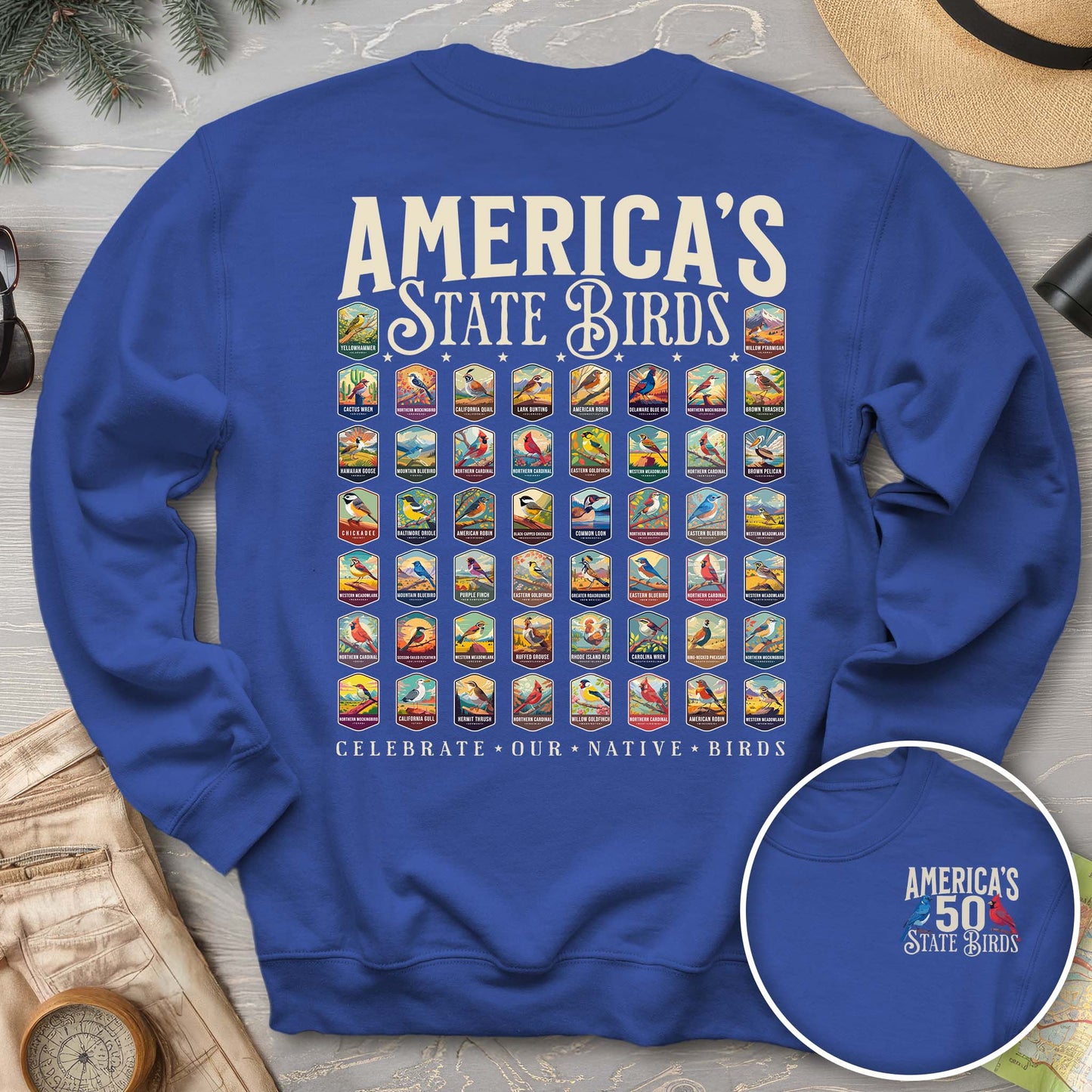 America's State Birds Front/Back Print Sweatshirt