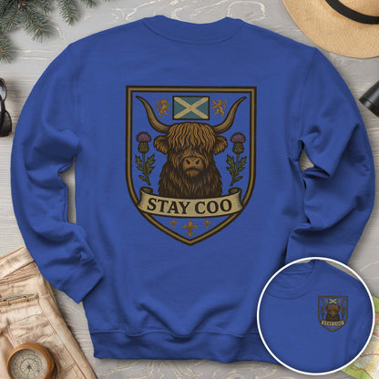 Highland Cow "Scottish Heraldry" Front/Back Print Sweatshirt