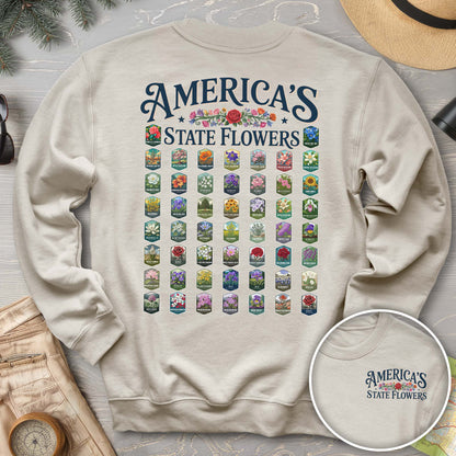 America's State Flowers Front/Back Print Sweatshirt