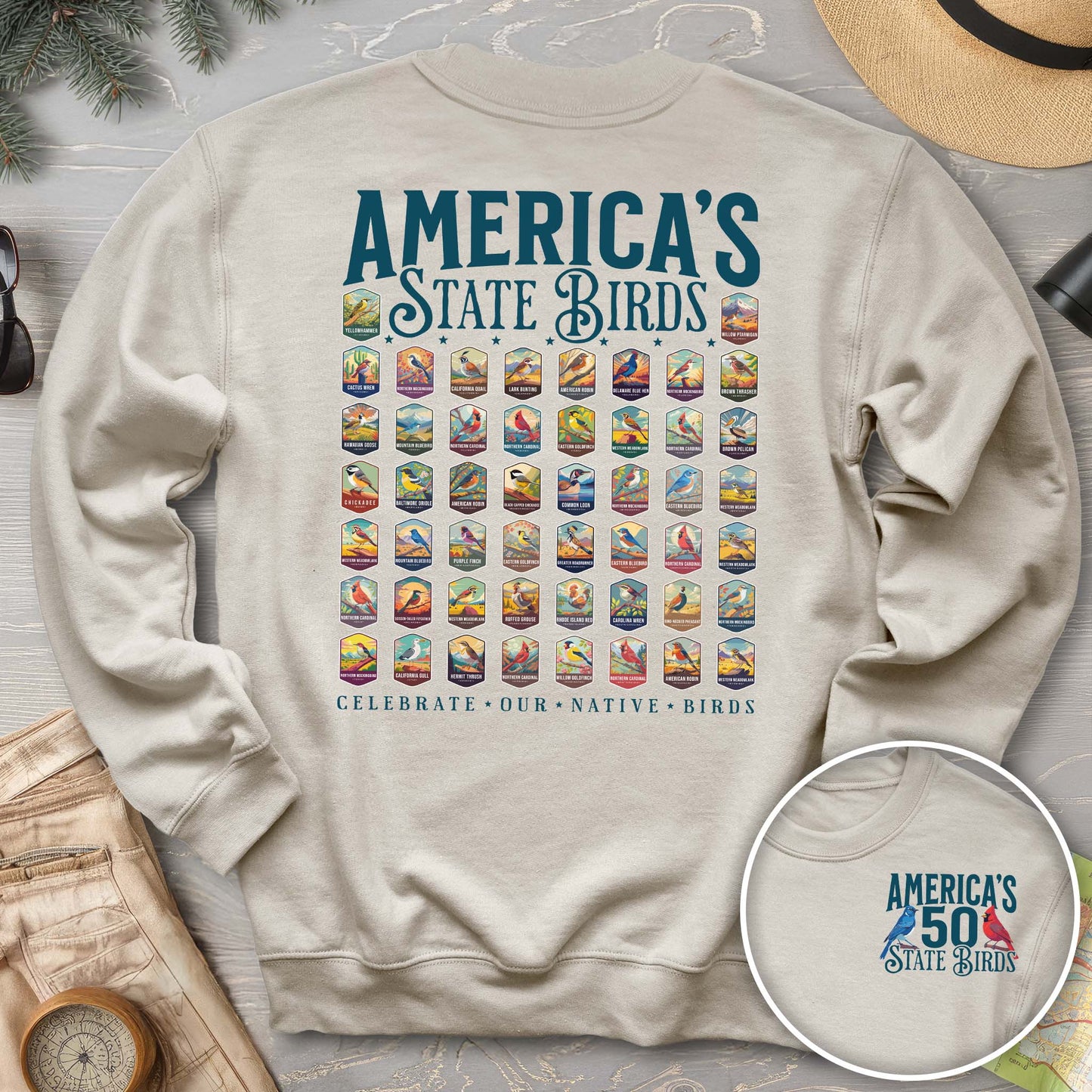 America's State Birds Front/Back Print Sweatshirt