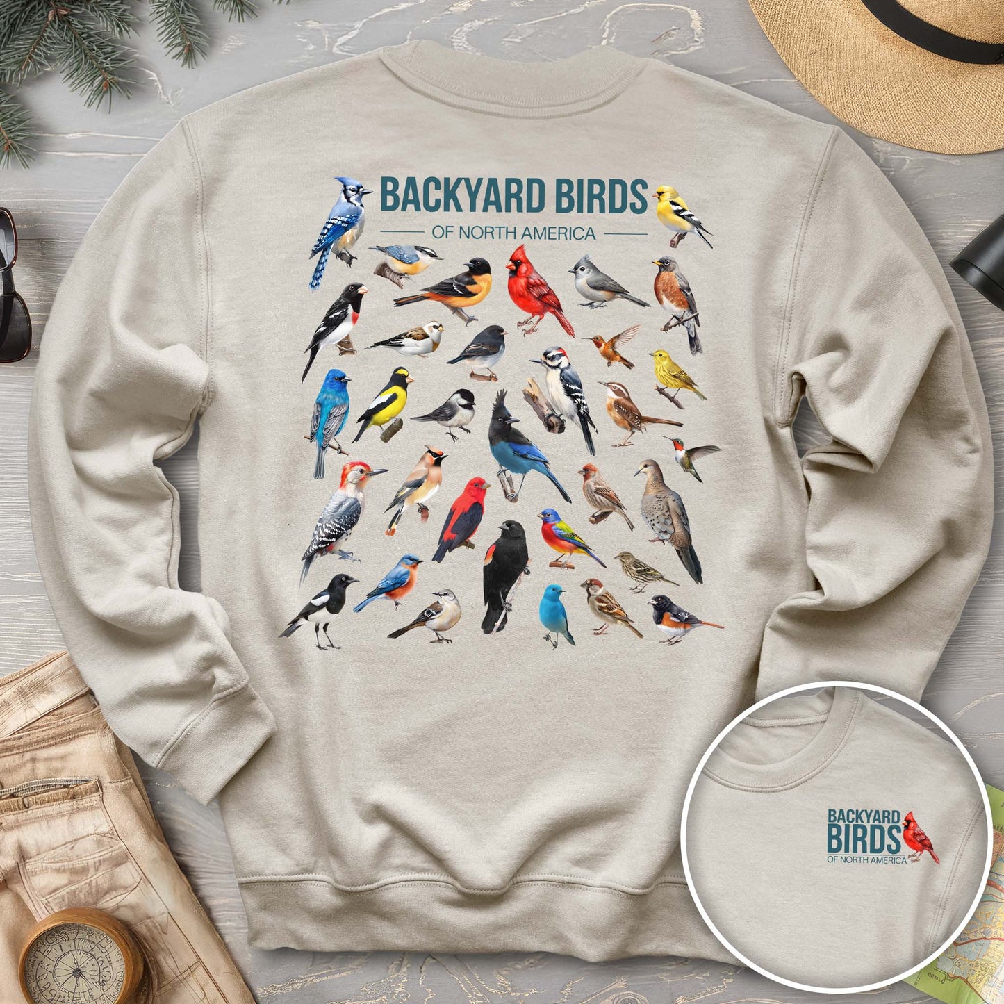 Backyard Birds Front/Back Print Sweatshirt