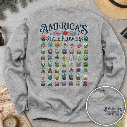 America's State Flowers Front/Back Print Sweatshirt