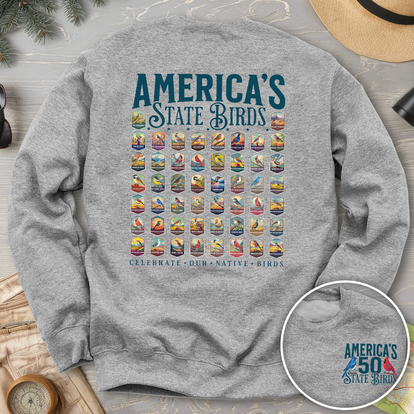 America's State Birds Front/Back Print Sweatshirt