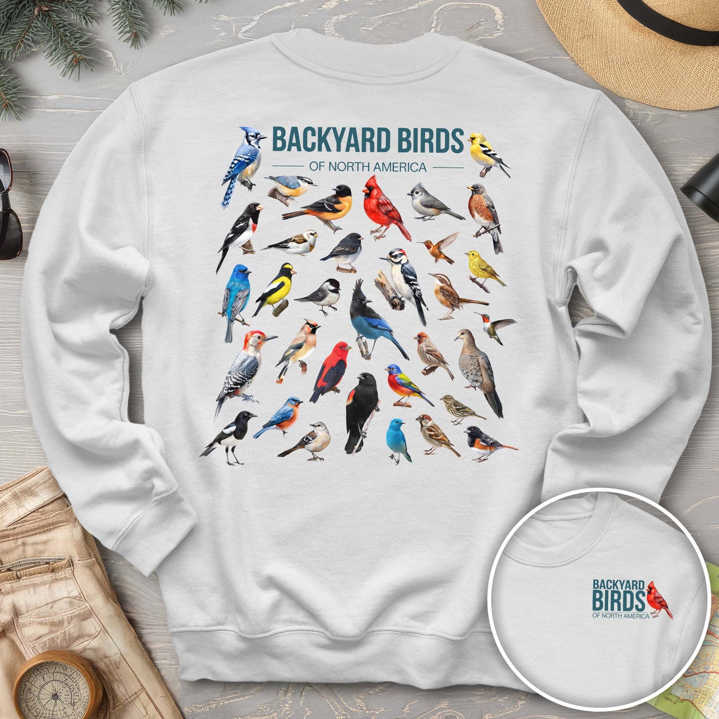 Backyard Birds Front/Back Print Sweatshirt