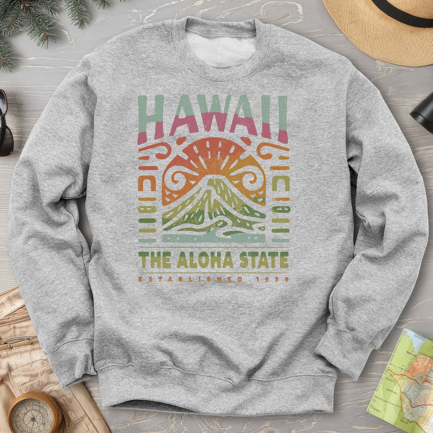 Hawaii The Aloha State "Volcano Tatoo" Sweatshirt