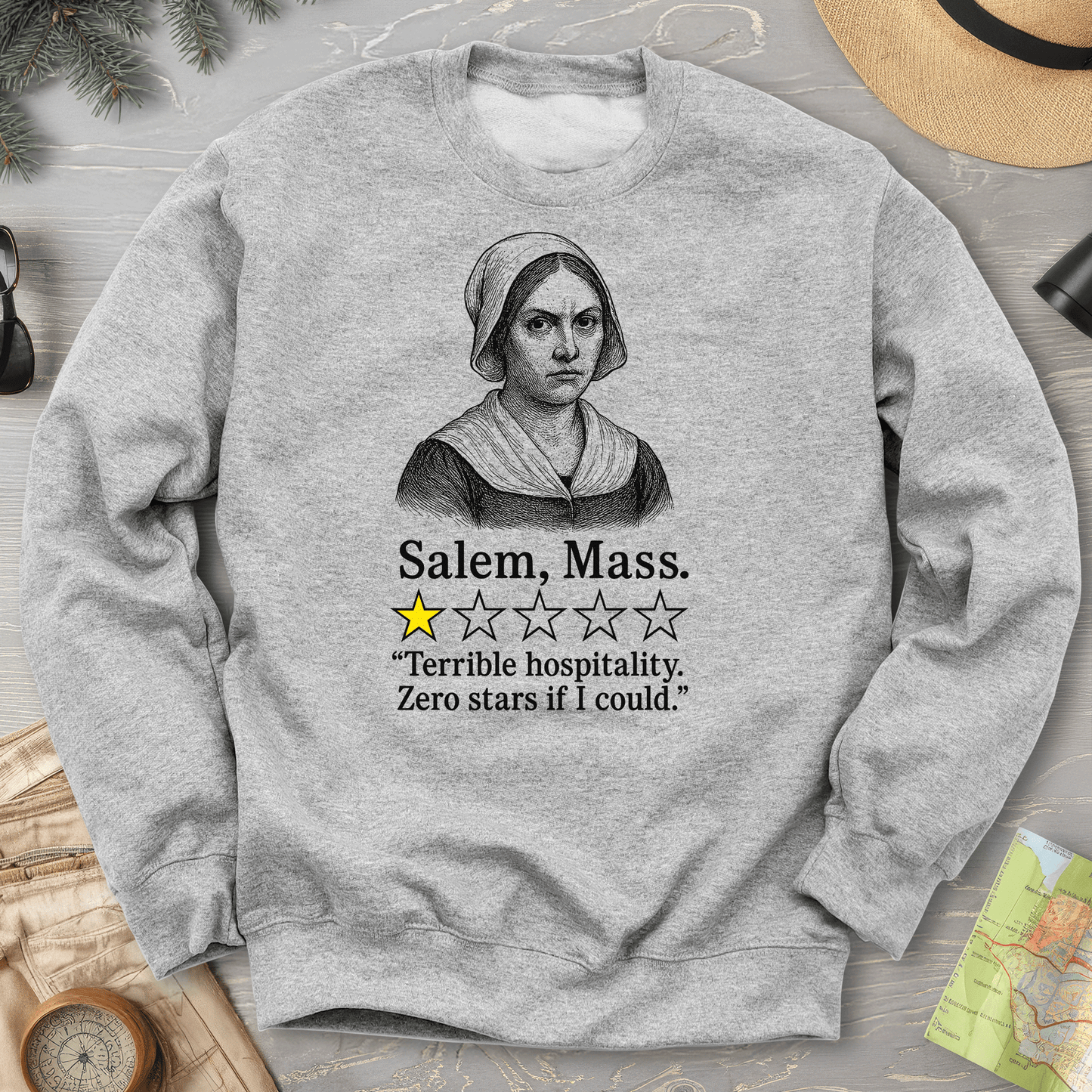 Salem Massachusetts "1 Star Review" Sweatshirt