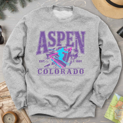 Aspen Colorado Retro 80's Skier Sweatshirt
