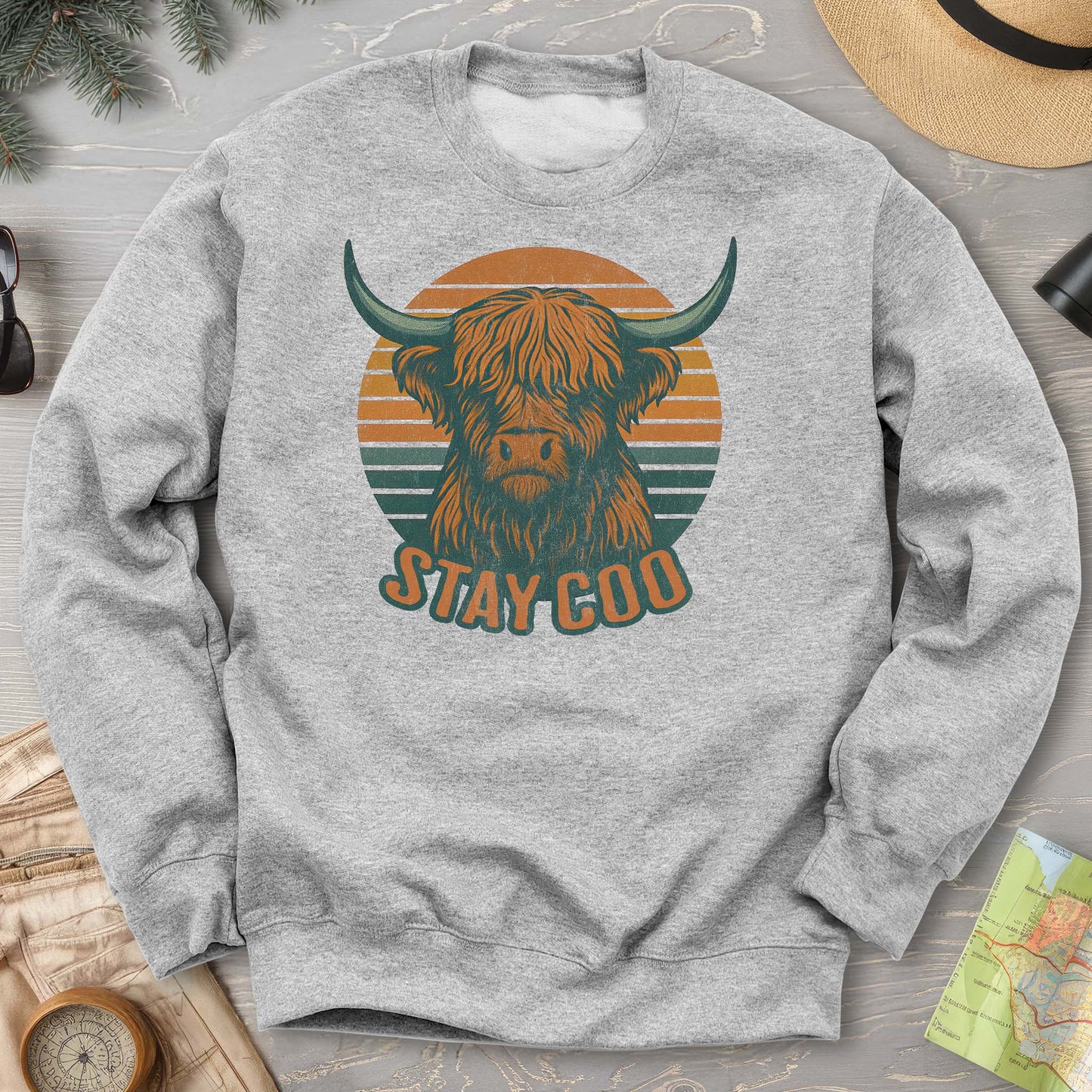 Highland Cow "Stay Coo" Sweatshirt