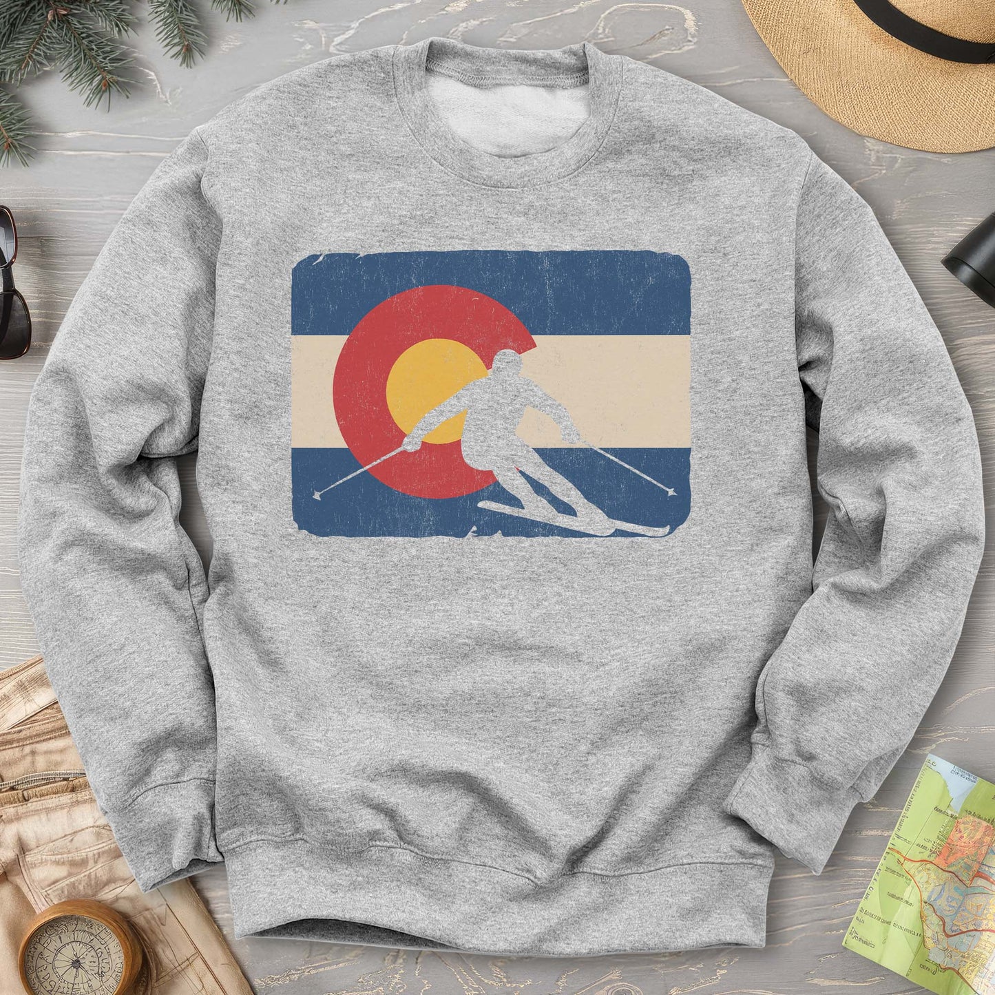 Colorado Flag Skier Sweatshirt