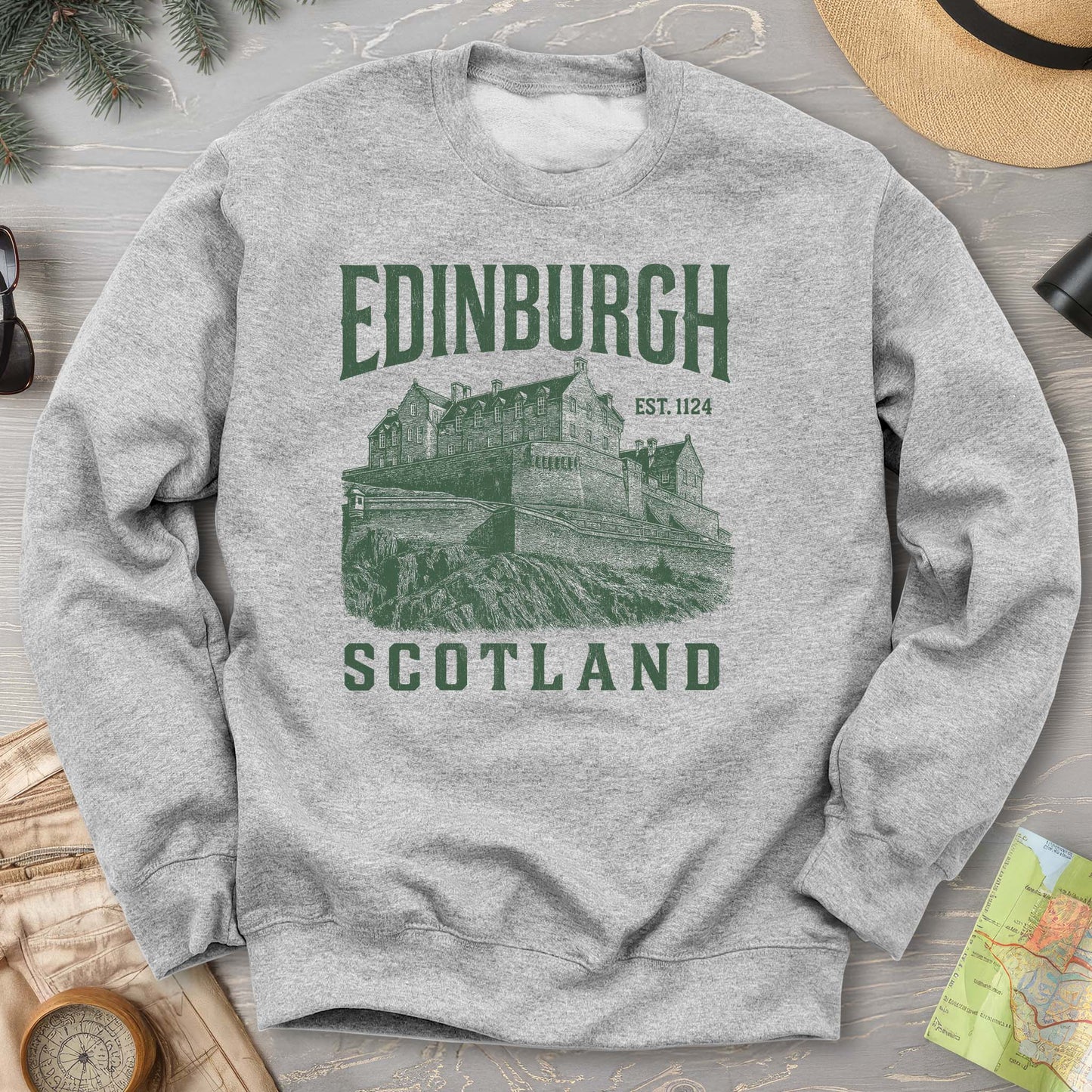 Edinburgh Scotland "Vintage Etching" Sweatshirt