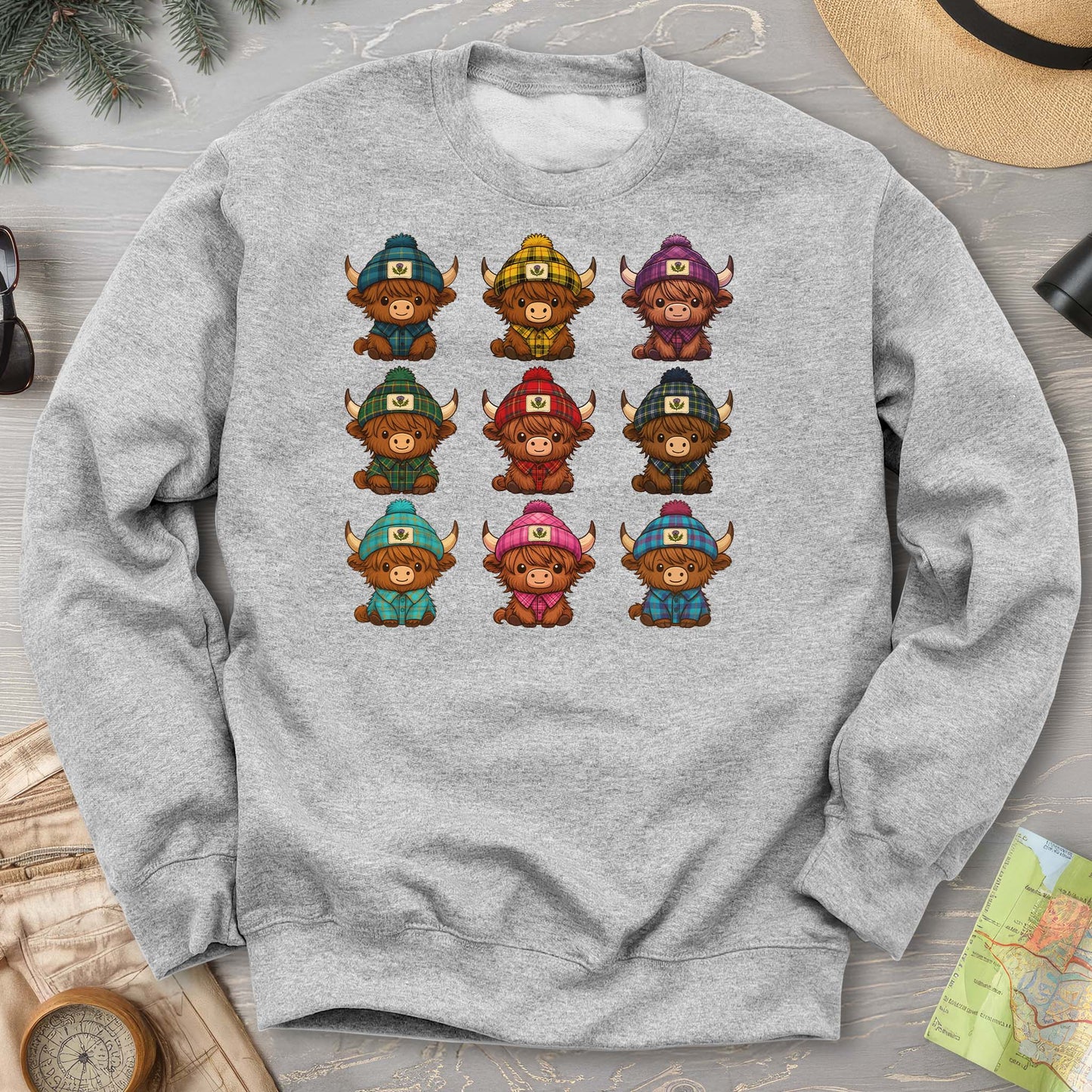 Tartan Highland Cows Sweatshirt