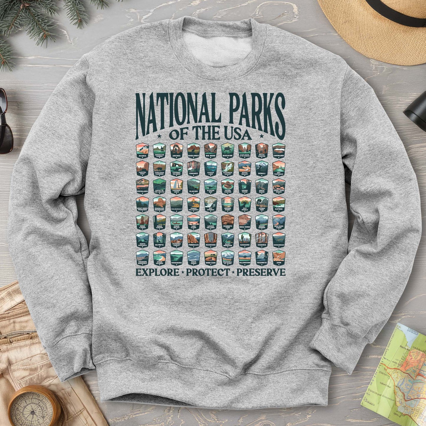 National Parks of the USA 63 Badges "Big and Bold" Sweatshirt