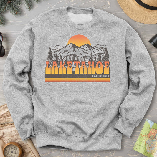 Lake Tahoe California Groovy Sunset Sweatshirt