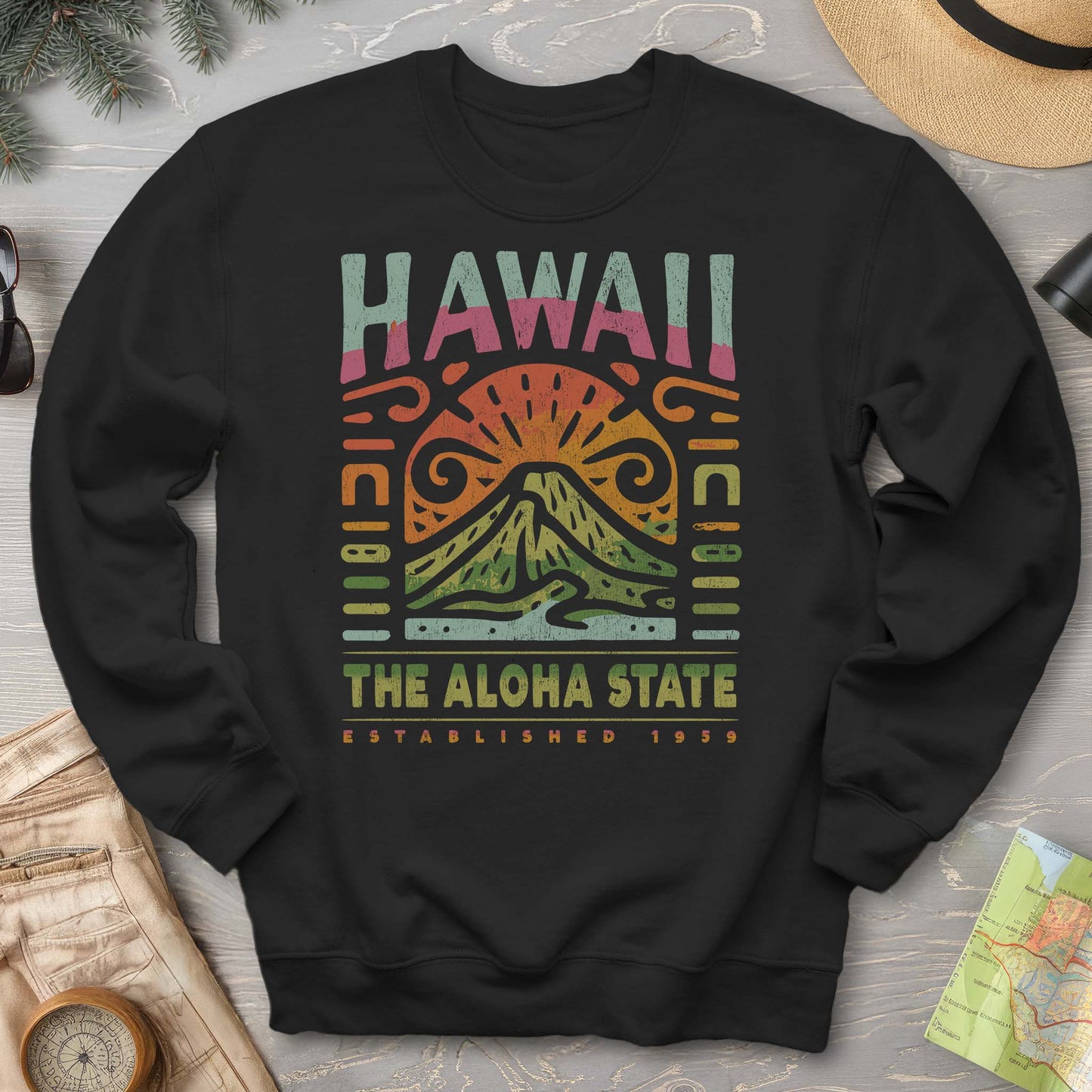 Hawaii The Aloha State "Volcano Tatoo" Sweatshirt
