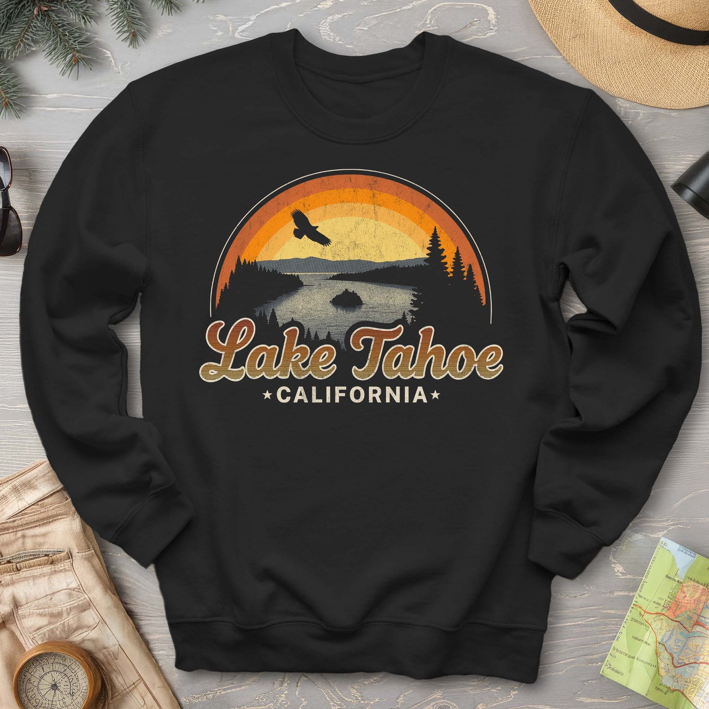 Lake Tahoe Retro Rainbow Sweatshirt