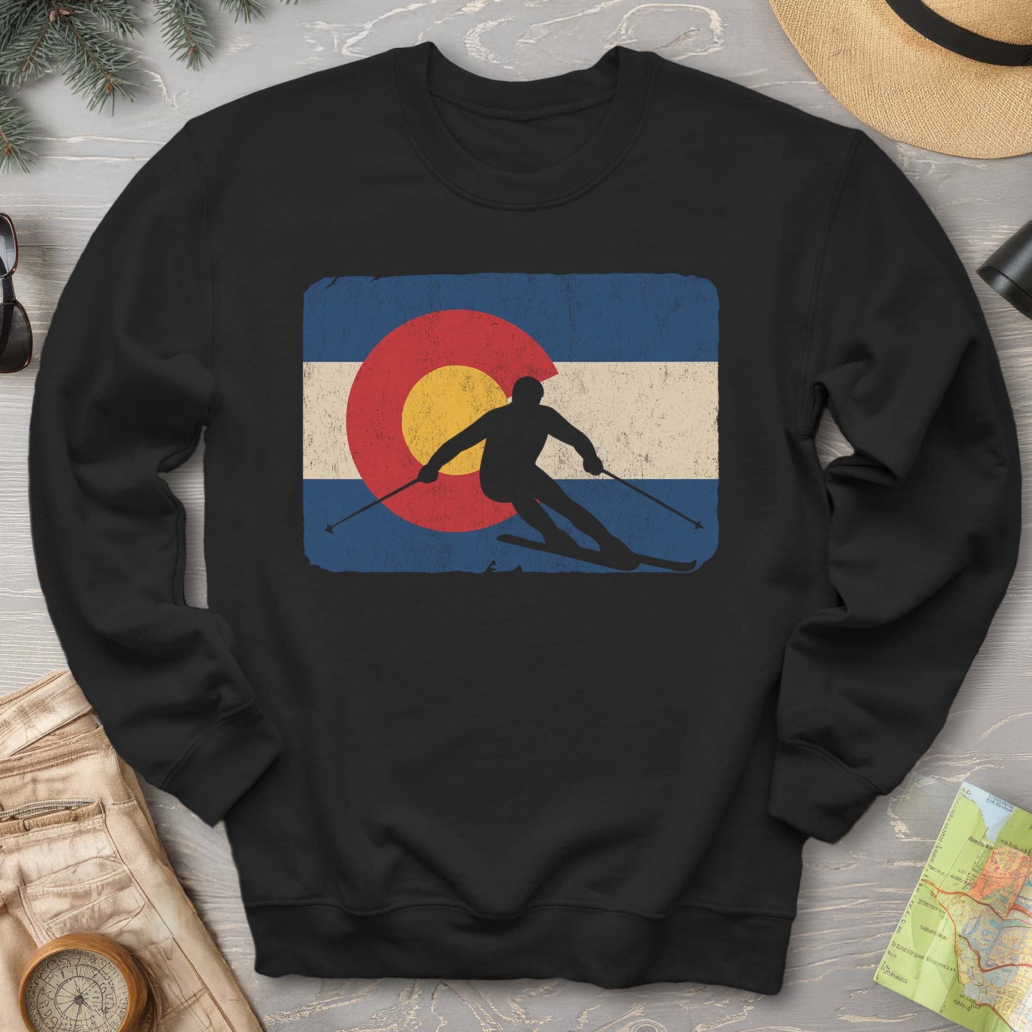 Colorado Flag Skier Sweatshirt