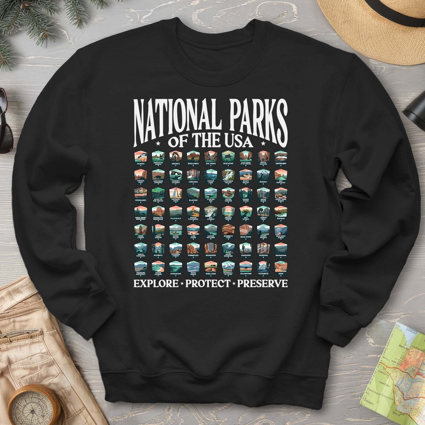 National Parks of the USA 63 Badges "Big and Bold" Sweatshirt