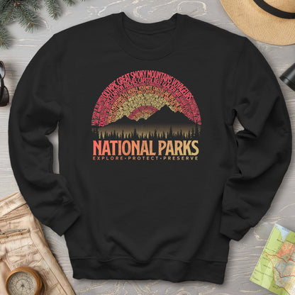 National Parks Word Art "Vintage Sunset" Sweatshirt