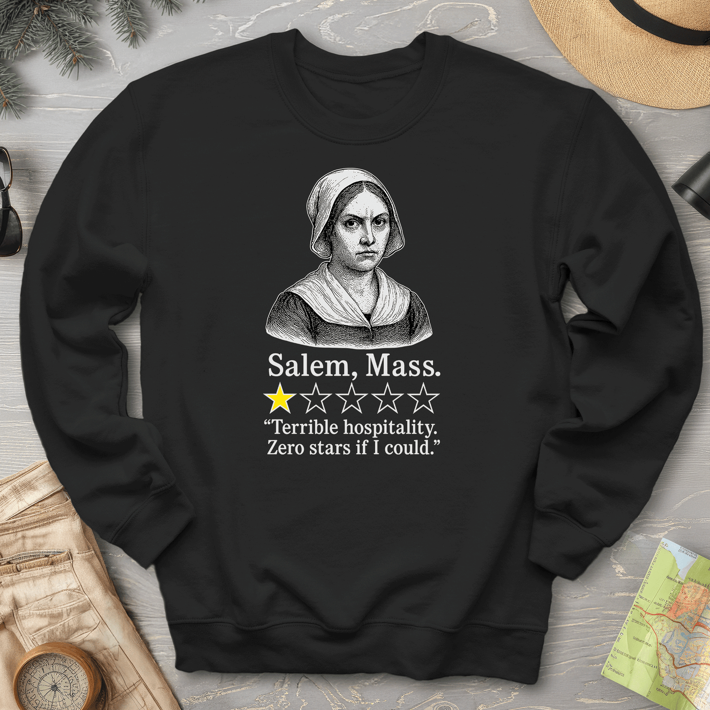 Salem Massachusetts "1 Star Review" Sweatshirt