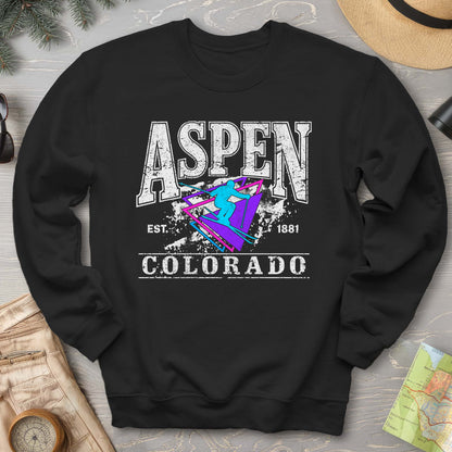 Aspen Colorado Retro 80's Skier Sweatshirt
