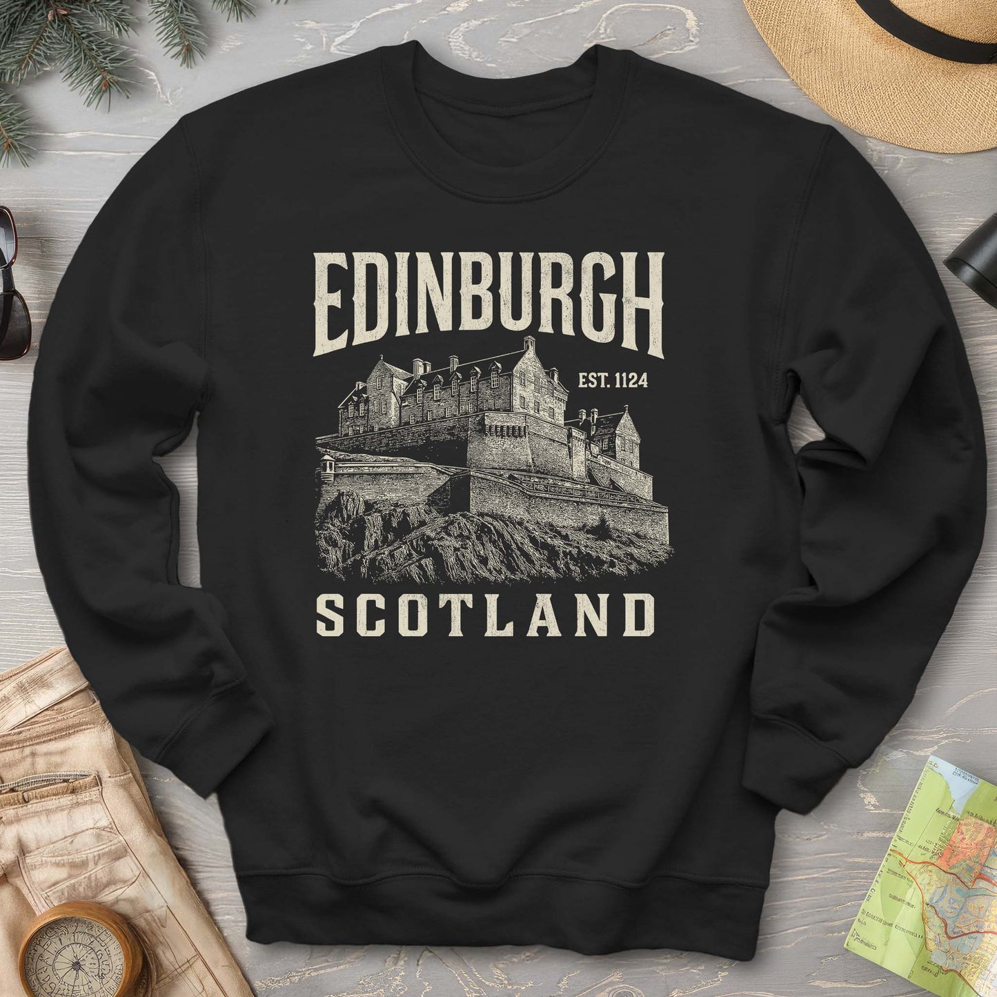 Edinburgh Scotland "Vintage Etching" Sweatshirt