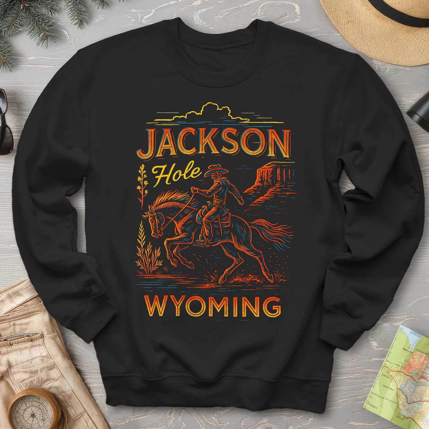 Jackson Hole "Linocut Cowboy" Sweatshirt