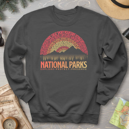 National Parks Word Art "Vintage Sunset" Sweatshirt