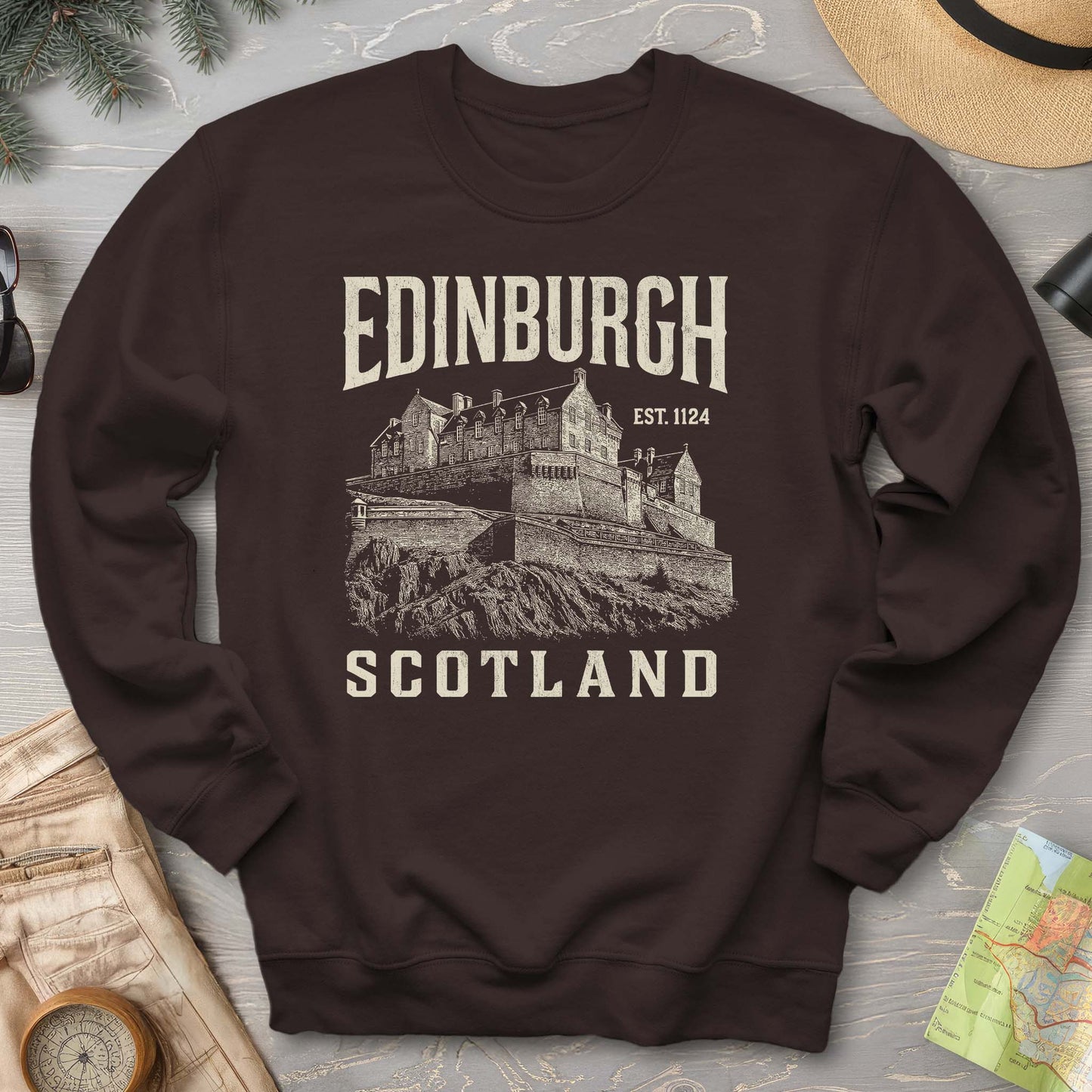 Edinburgh Scotland "Vintage Etching" Sweatshirt