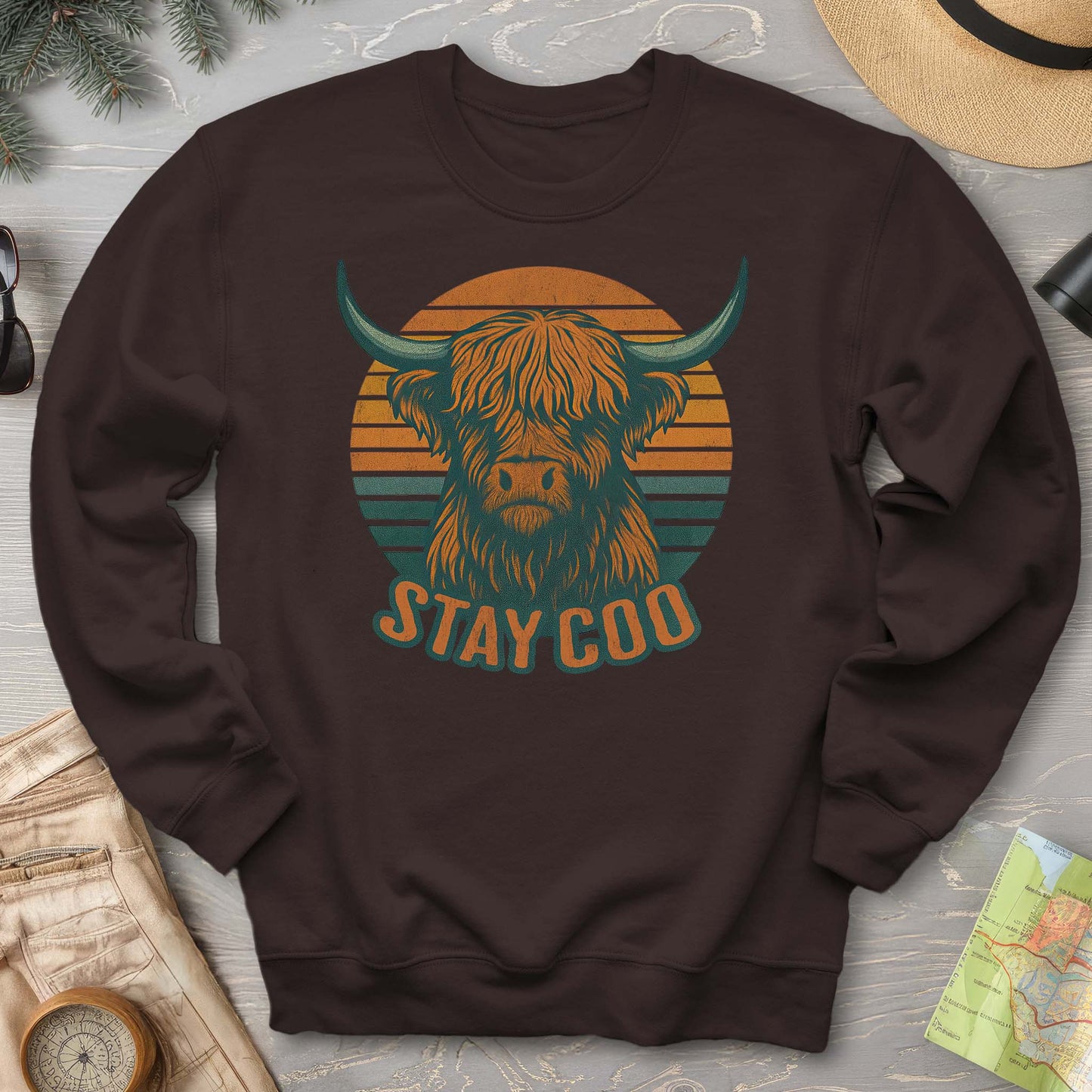 Highland Cow "Stay Coo" Sweatshirt