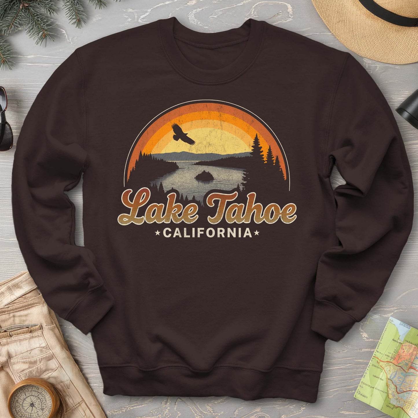 Lake Tahoe Retro Rainbow Sweatshirt