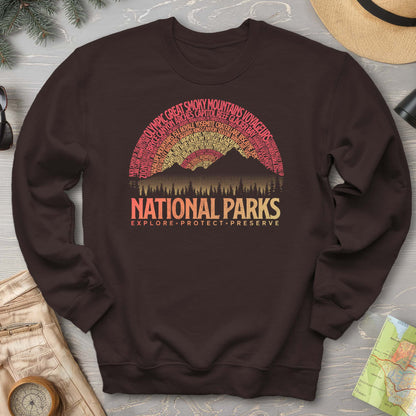 National Parks Word Art "Vintage Sunset" Sweatshirt