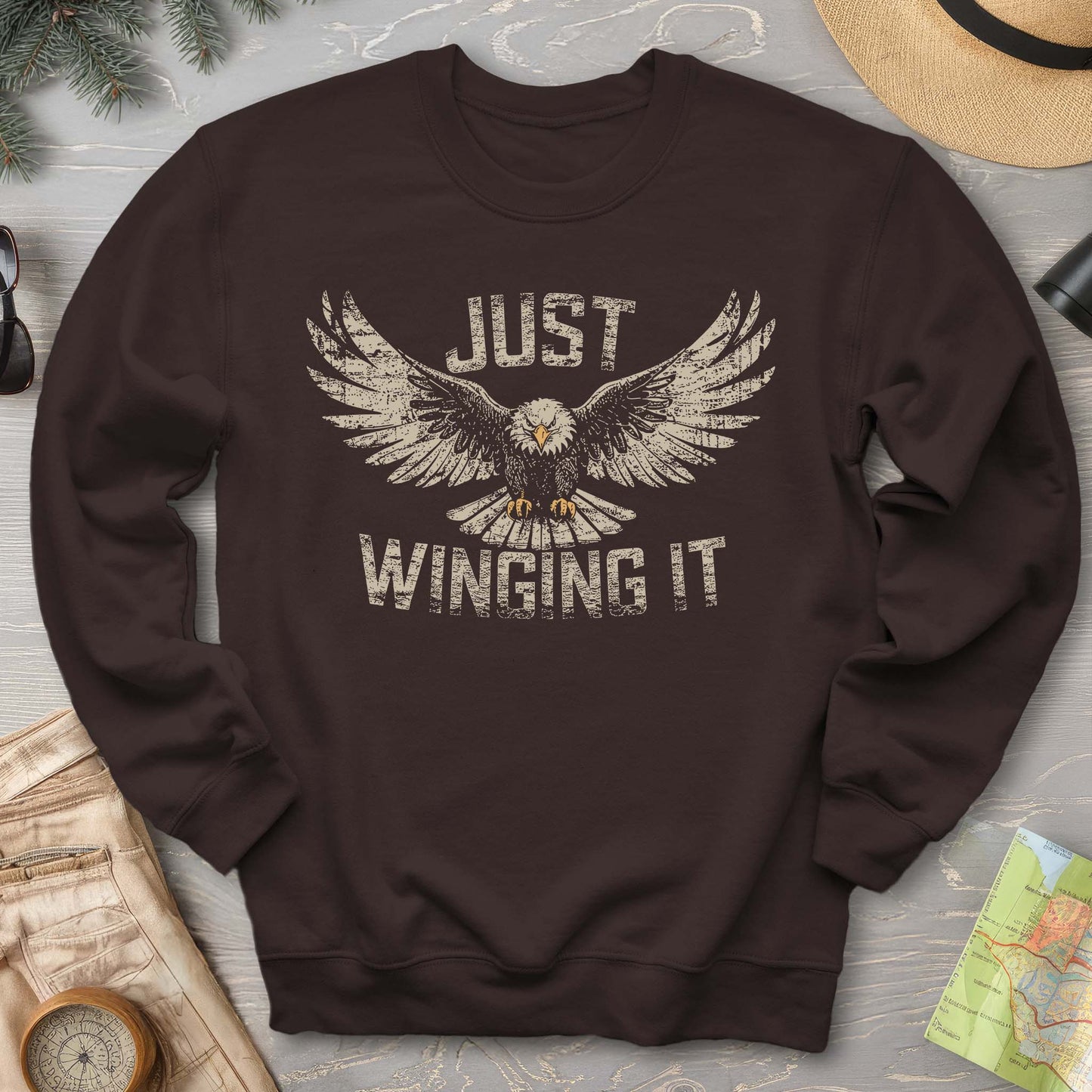 Just Winging It Distressed Sweatshirt